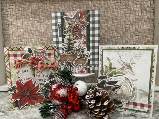 Christmas Card Kit - Set of 6 - Vintage Rustic Christmas