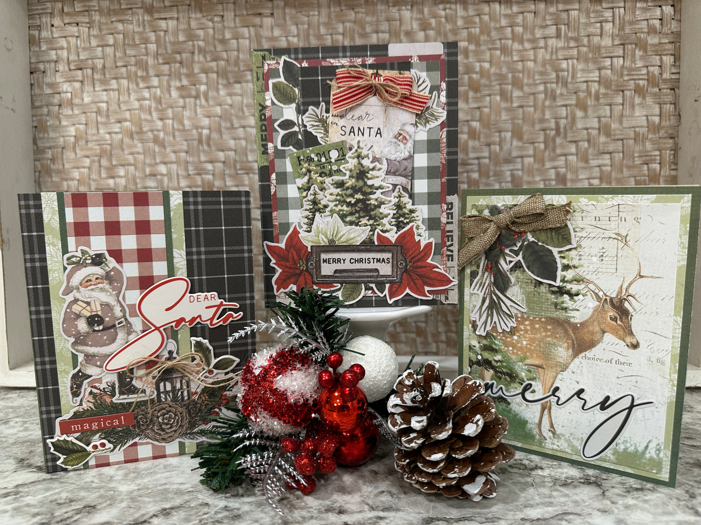Christmas Card Kit - Set of 6 - Vintage Rustic Christmas